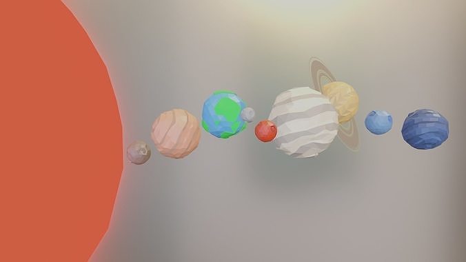 Planets in Space Free low-poly 3D model