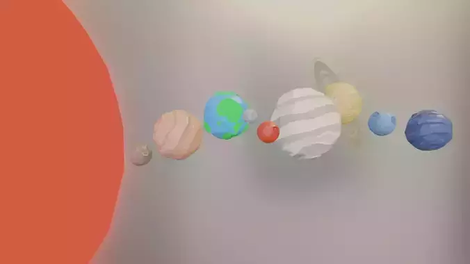 Planets in Space Free low-poly 3D model