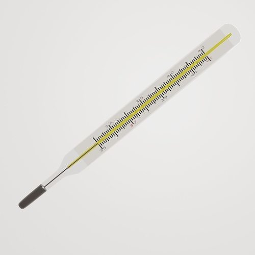 Clinical Mercury Thermometer Low-poly 3D model