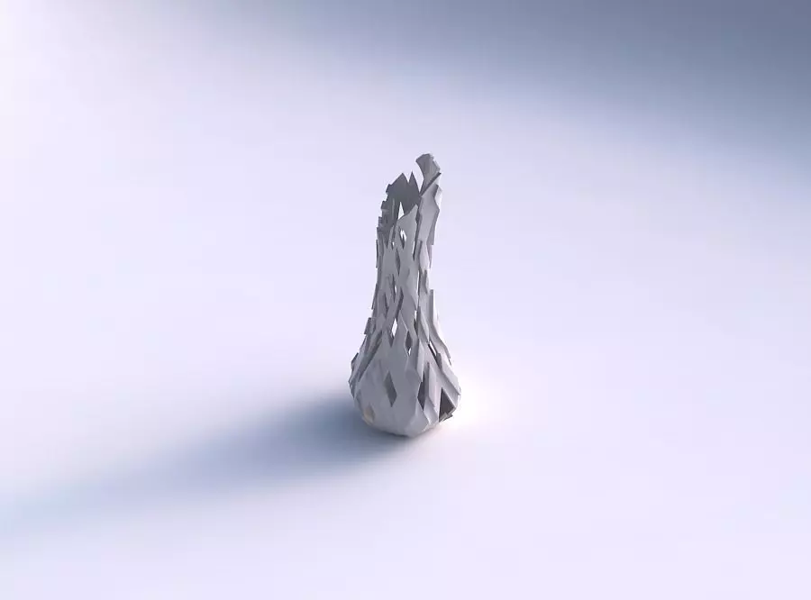 Vase top bent hexagon 2 with cuts and 3D print model