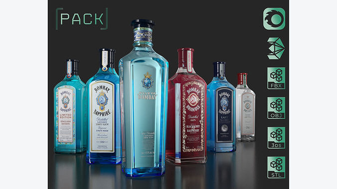 Bombay Gin Pack  3D Model Collection