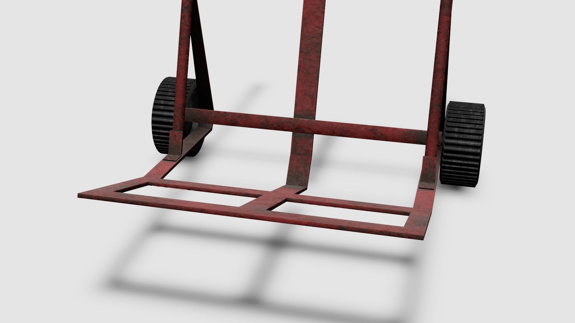 Red Rusted Hand Truck Low-poly 3D model_4