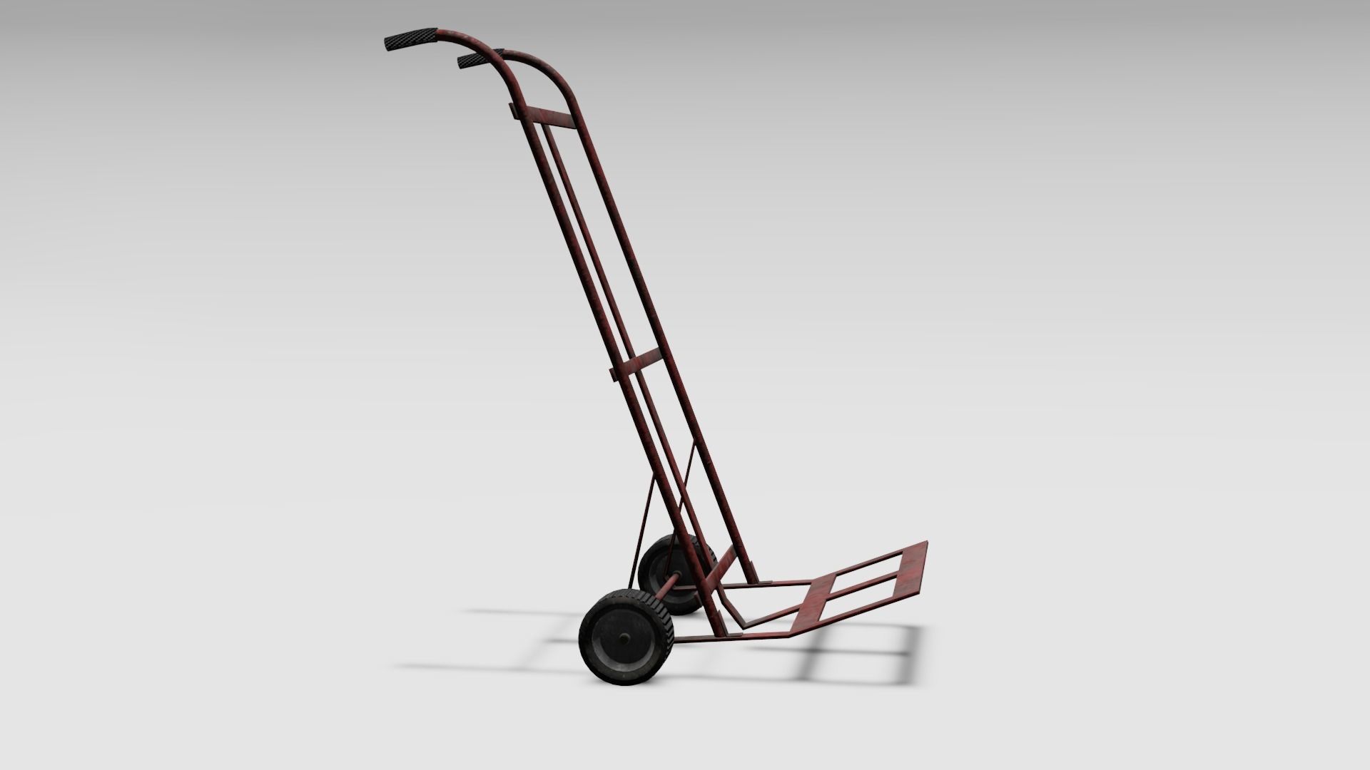 Red Rusted Hand Truck Low-poly 3D model_1