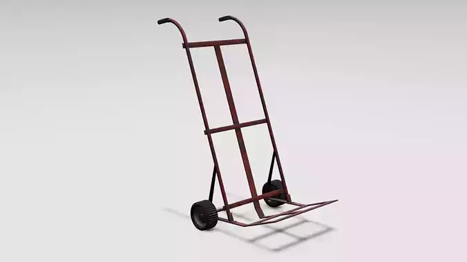 Red Rusted Hand Truck Low-poly 3D model