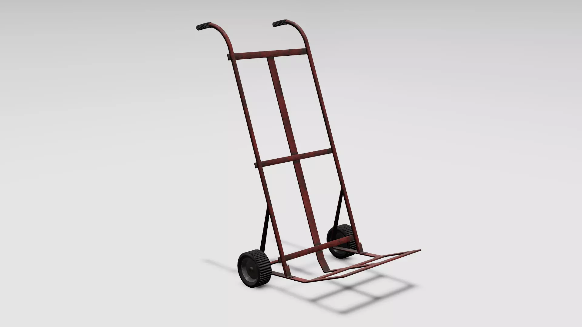 Red Rusted Hand Truck Low-poly 3D model_0