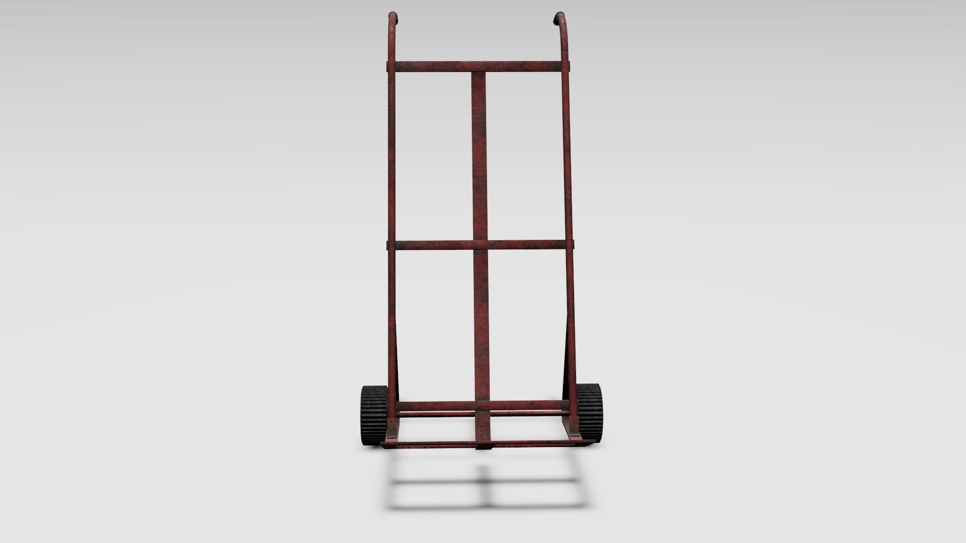 Red Rusted Hand Truck Low-poly 3D model_2