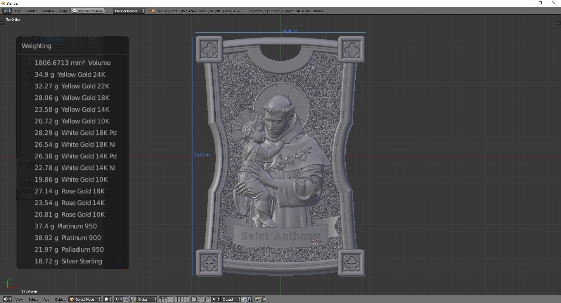 St Anthony Pendant 3D print model_4
