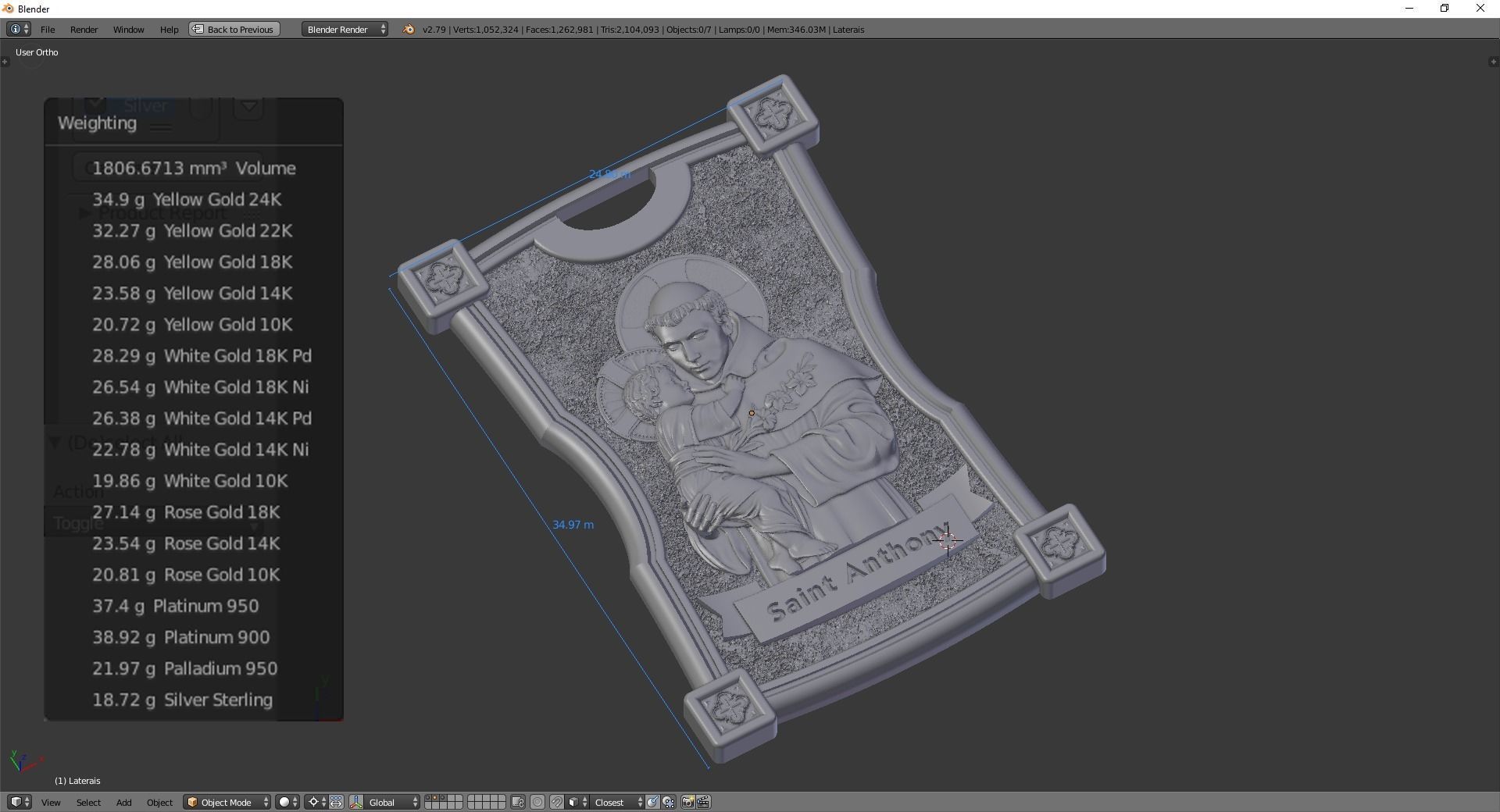 St Anthony Pendant 3D print model_5