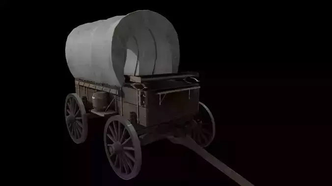 Western wagon Low-poly 3D model