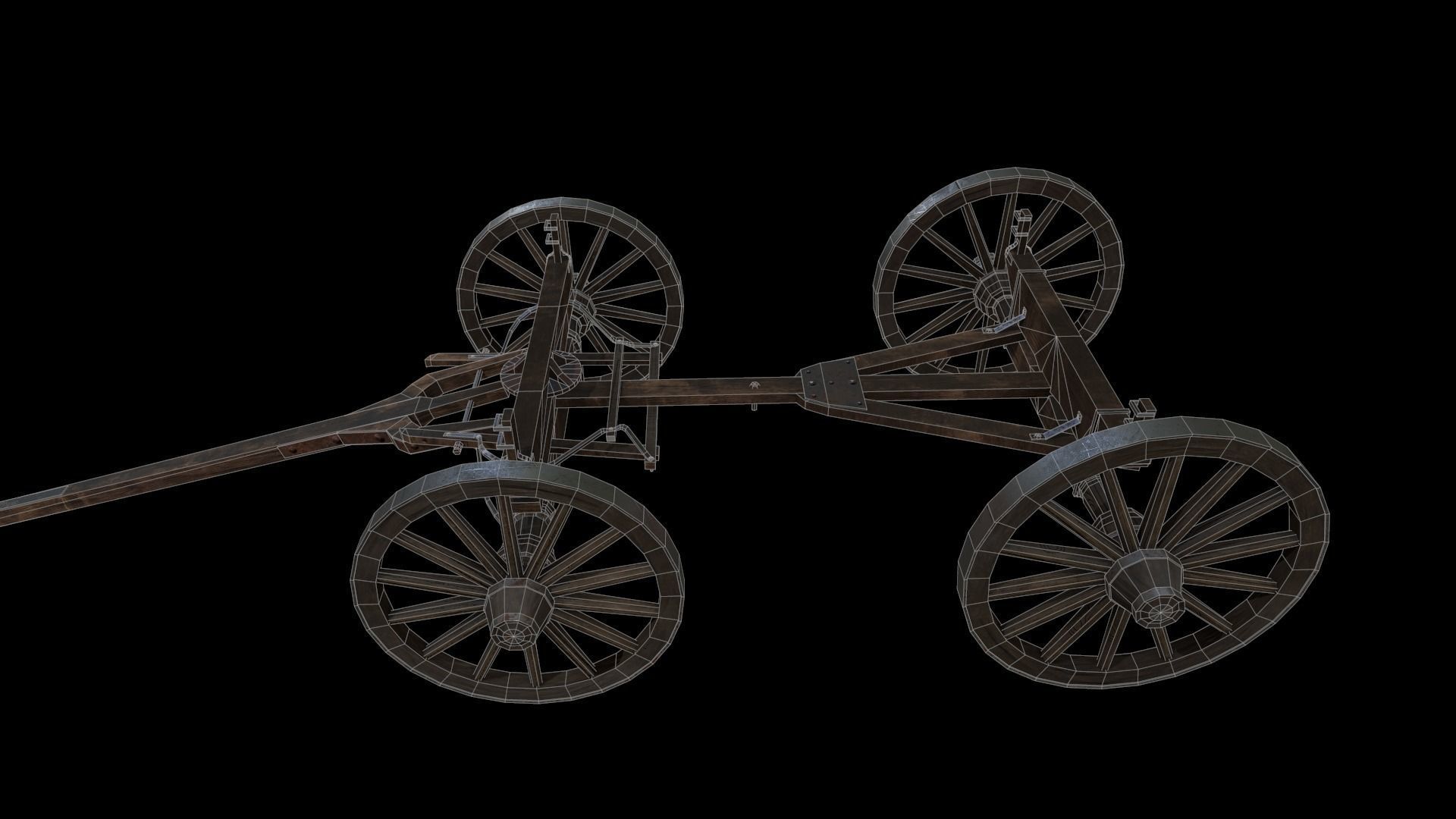 Western wagon Low-poly 3D model_4