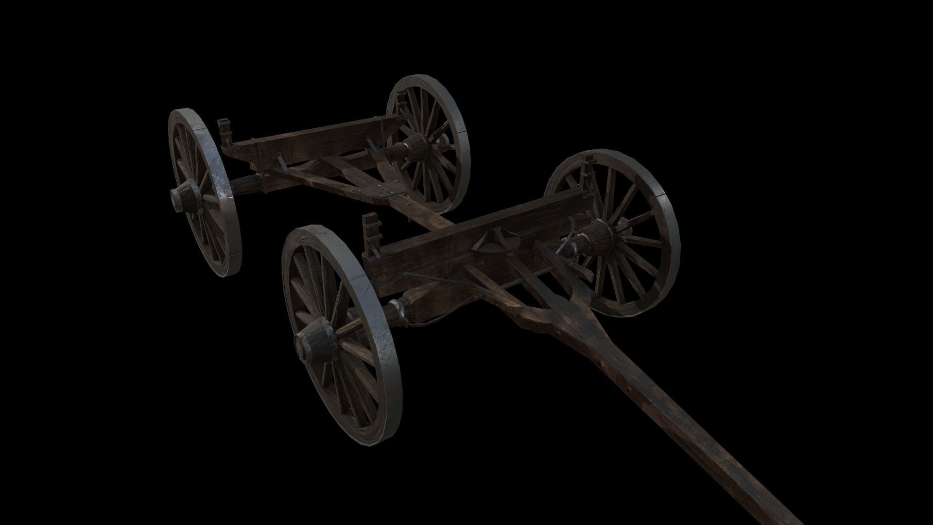 Western wagon Low-poly 3D model_2