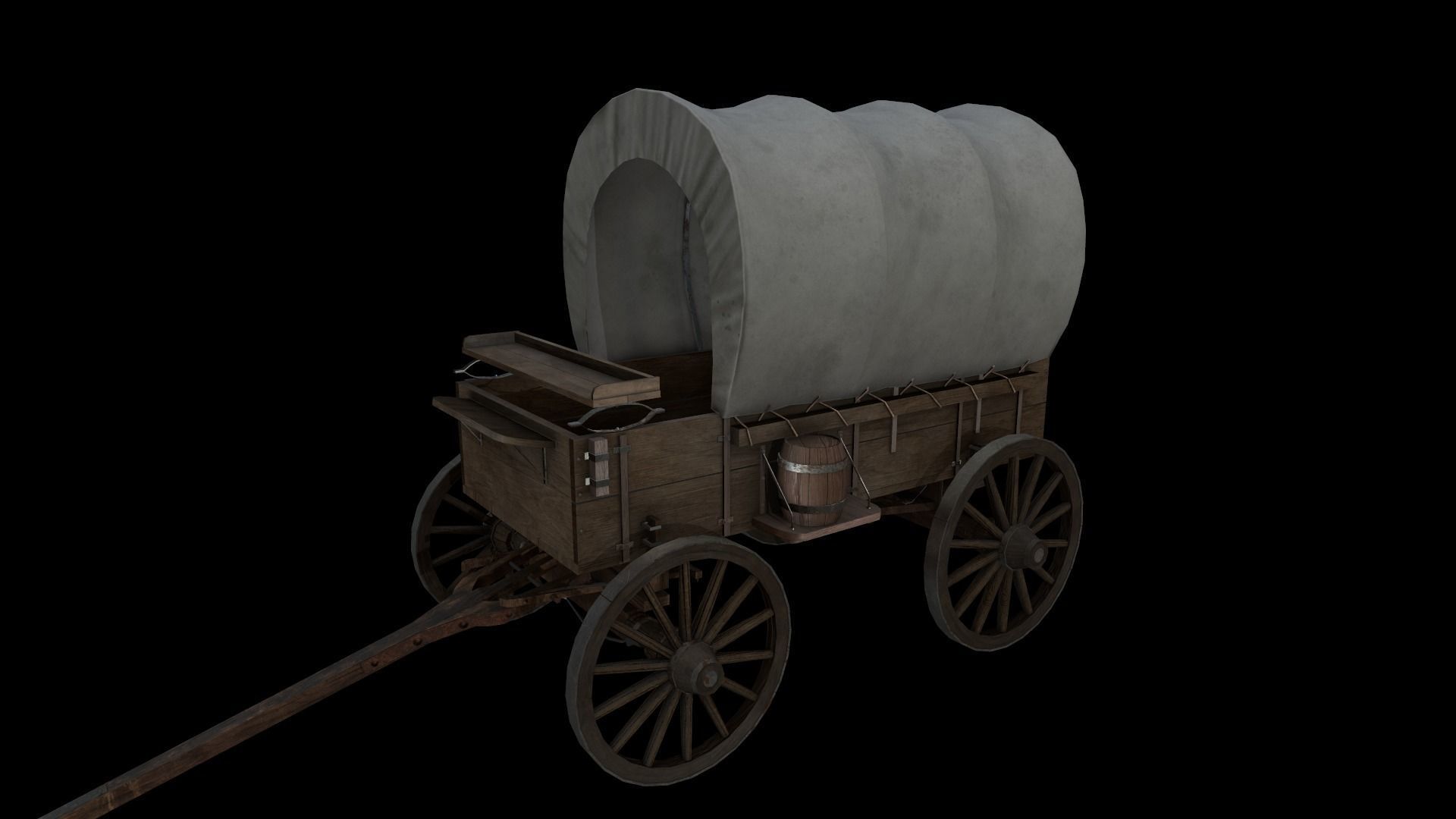 Western wagon Low-poly 3D model_5