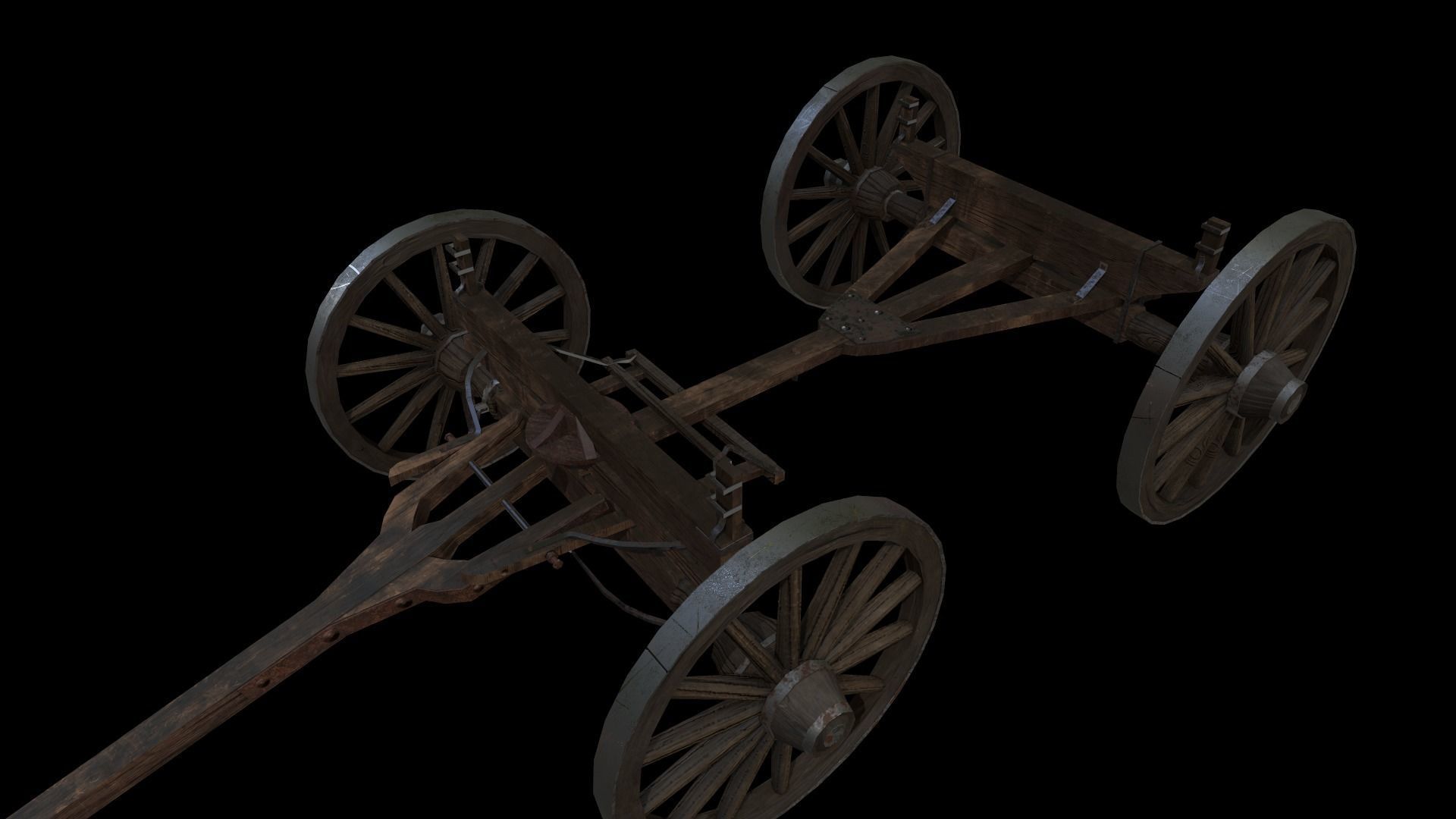Western wagon Low-poly 3D model_3