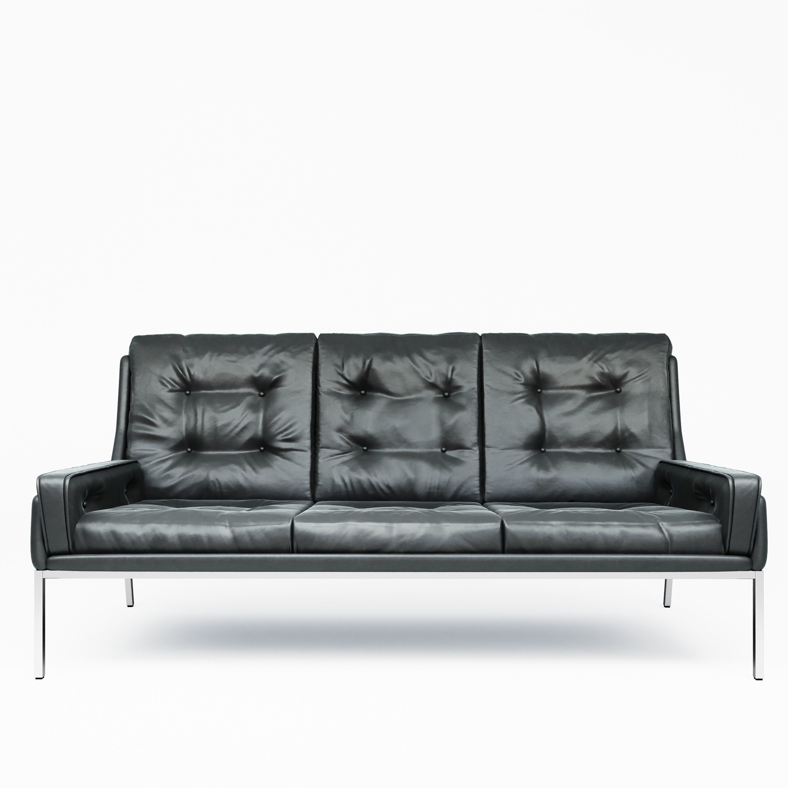 RareBlackLeatherSofa seater leather sofa Free 3D model_3