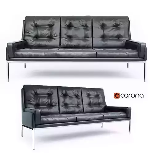 RareBlackLeatherSofa seater leather sofa Free 3D model