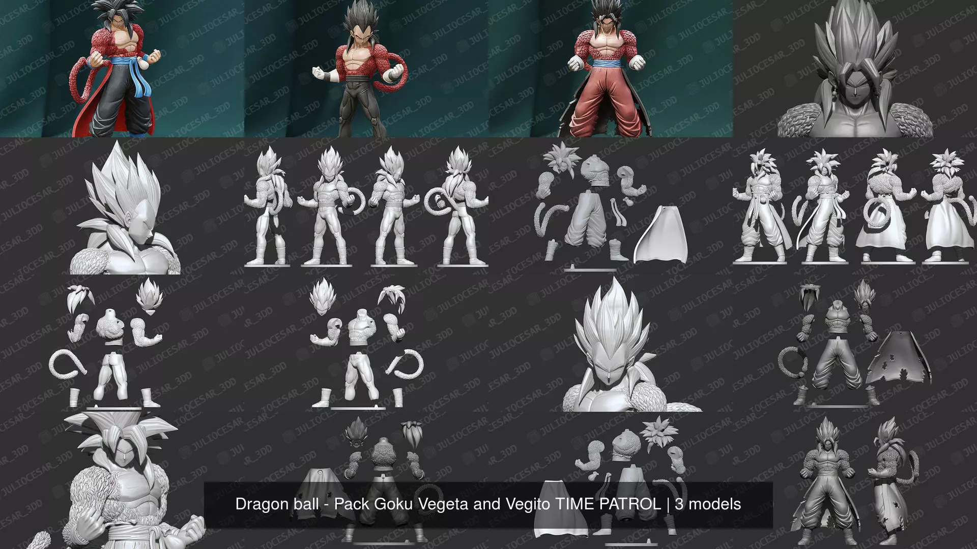 Dragon ball - Pack Goku Vegeta and Vegito TIME PATROL 3D Model Collection_1
