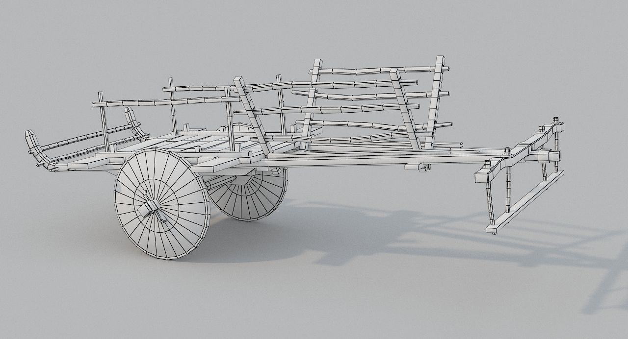 Ox Cart Low-poly 3D model_3