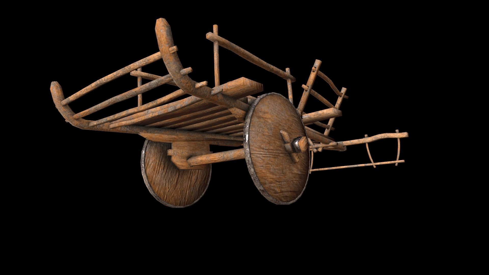 Ox Cart Low-poly 3D model_7