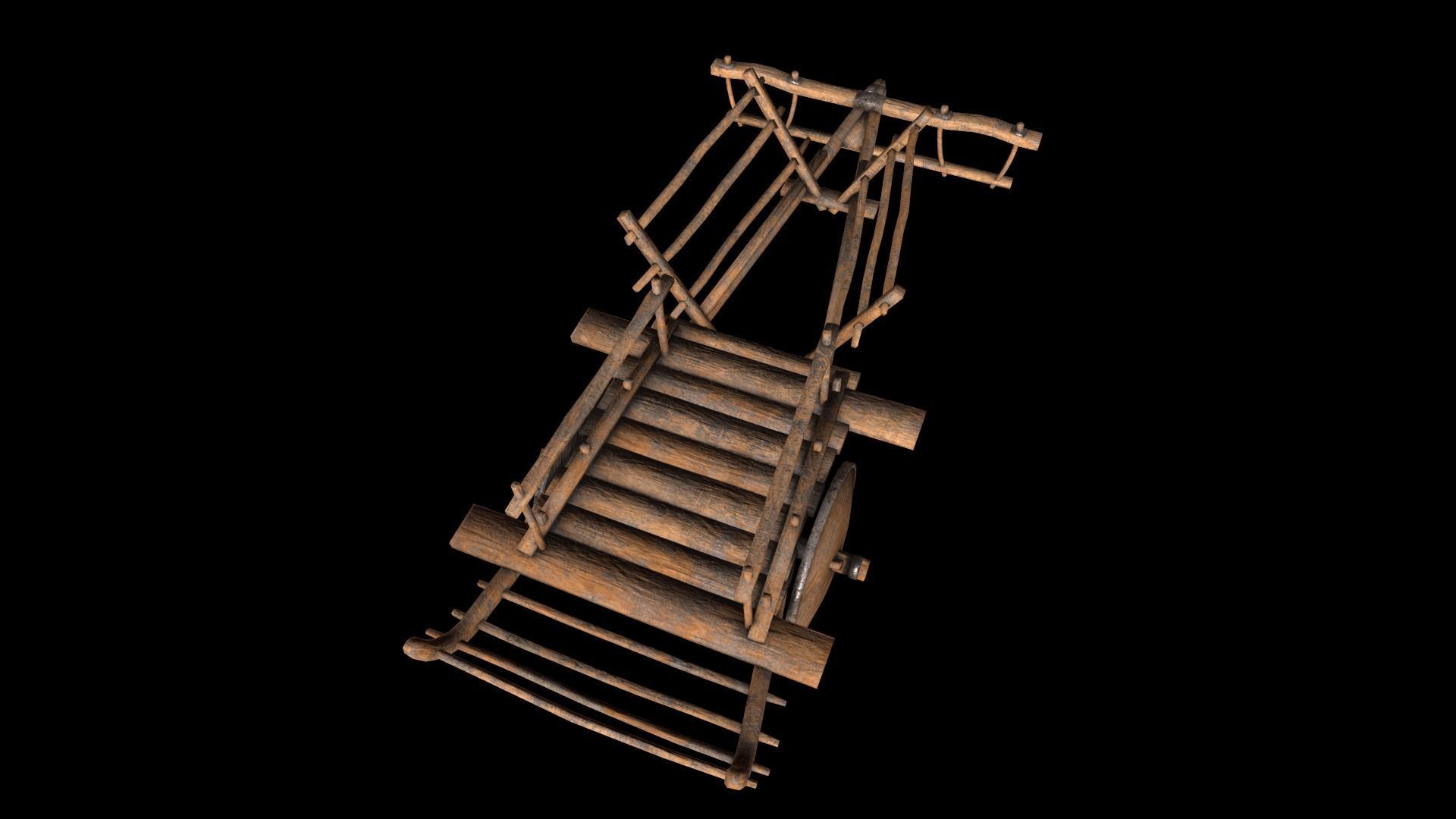 Ox Cart Low-poly 3D model_6