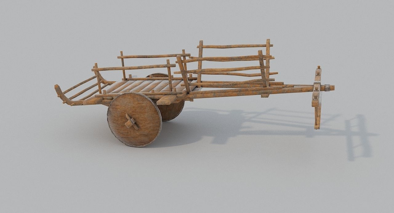 Ox Cart Low-poly 3D model_1