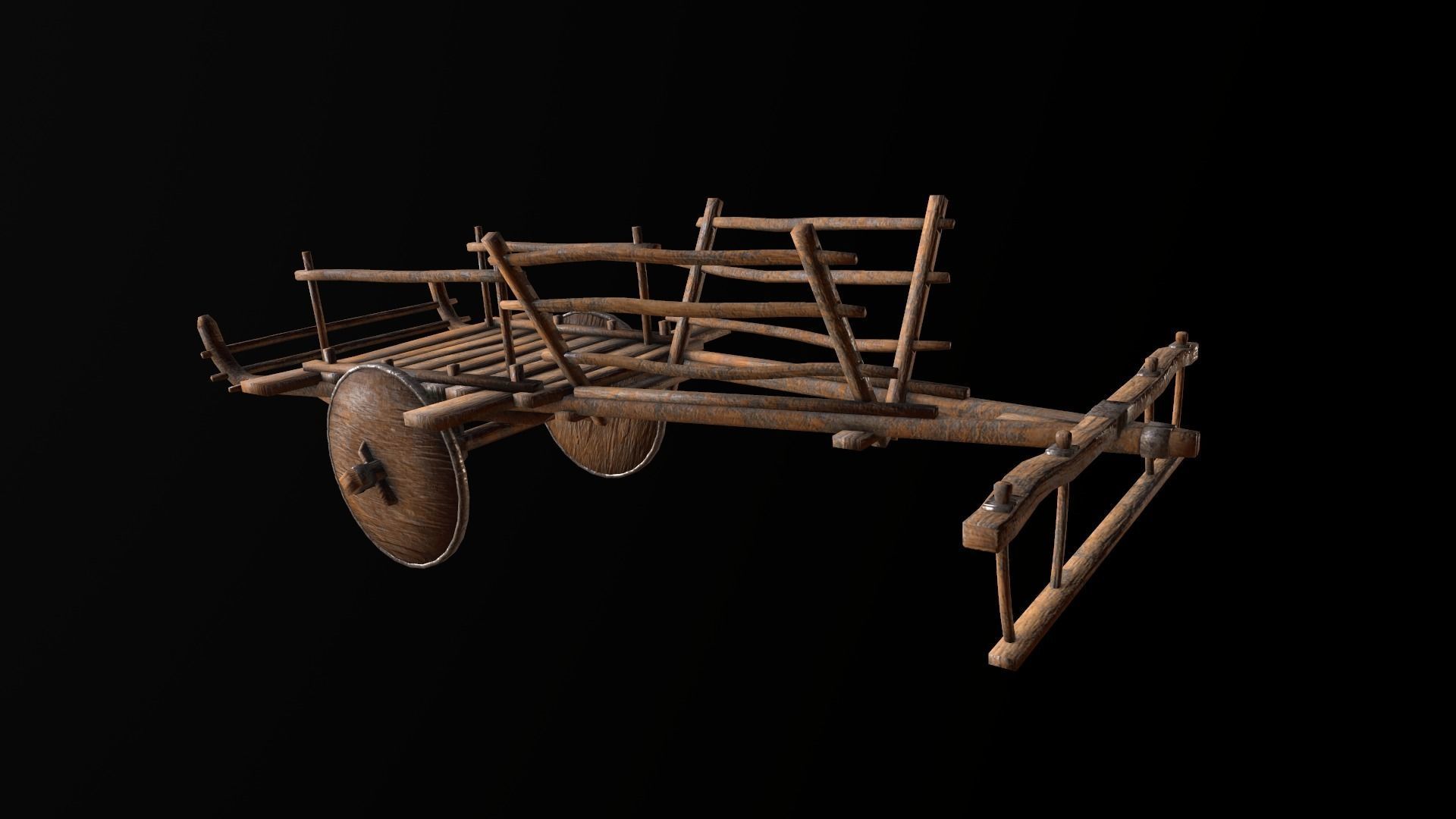 Ox Cart Low-poly 3D model_5