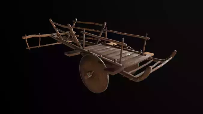 Ox Cart Low-poly 3D model