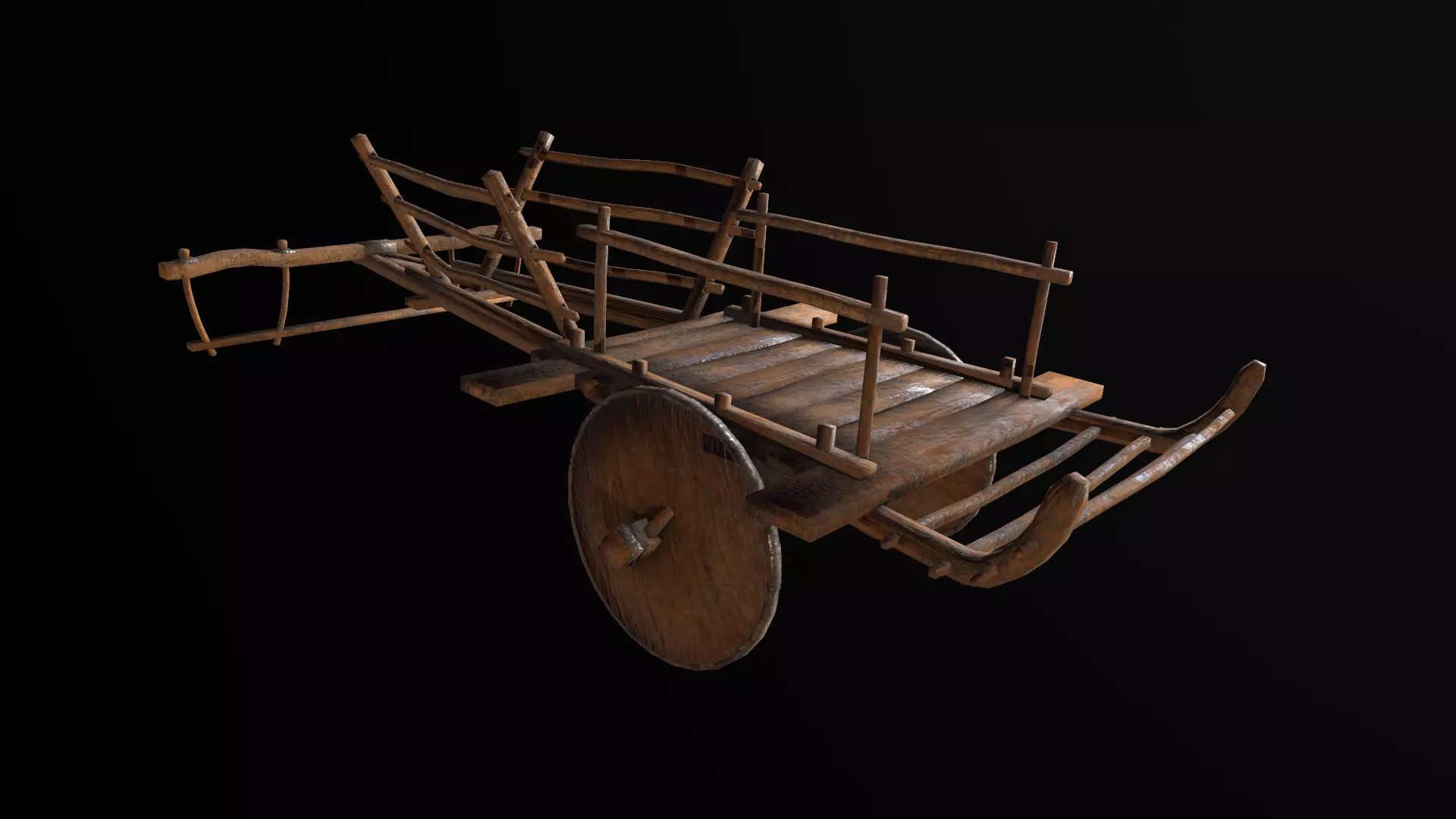 Ox Cart Low-poly 3D model_0