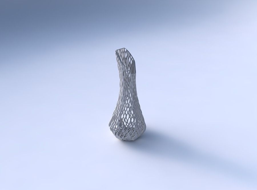Vase top bent hexagon 2 with lattice tiles 3D print model_3