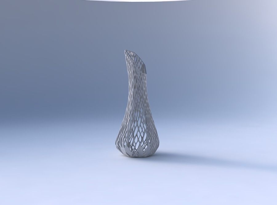 Vase top bent hexagon 2 with lattice tiles 3D print model_4