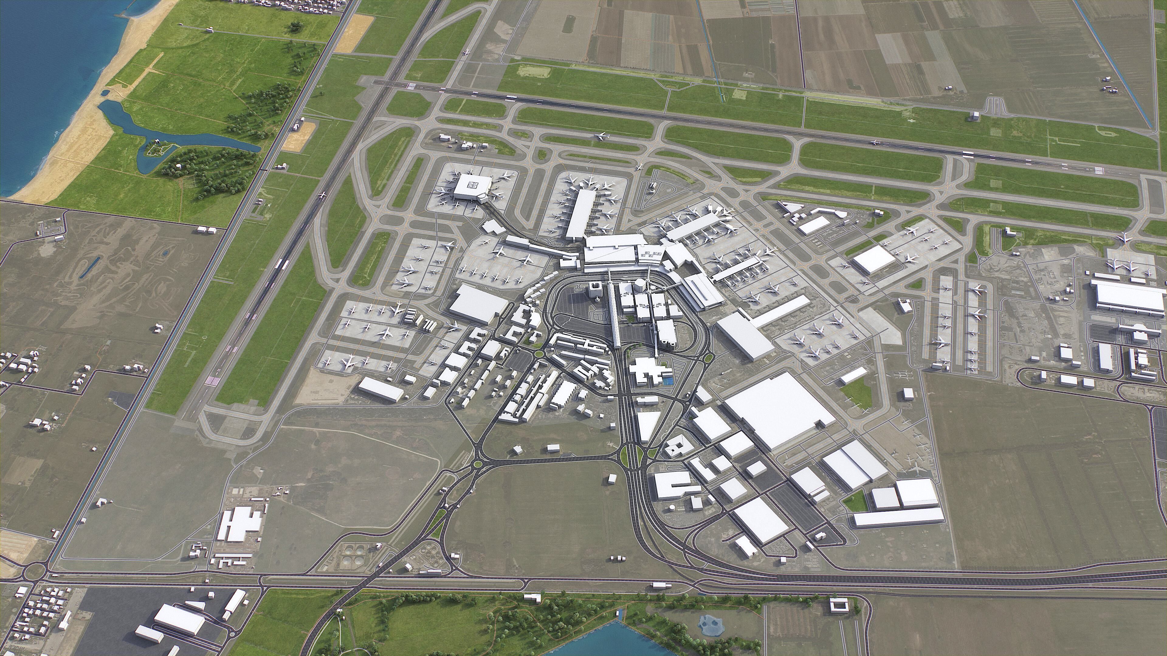 Rome - Fiumicino Airport Low-poly 3D model_7
