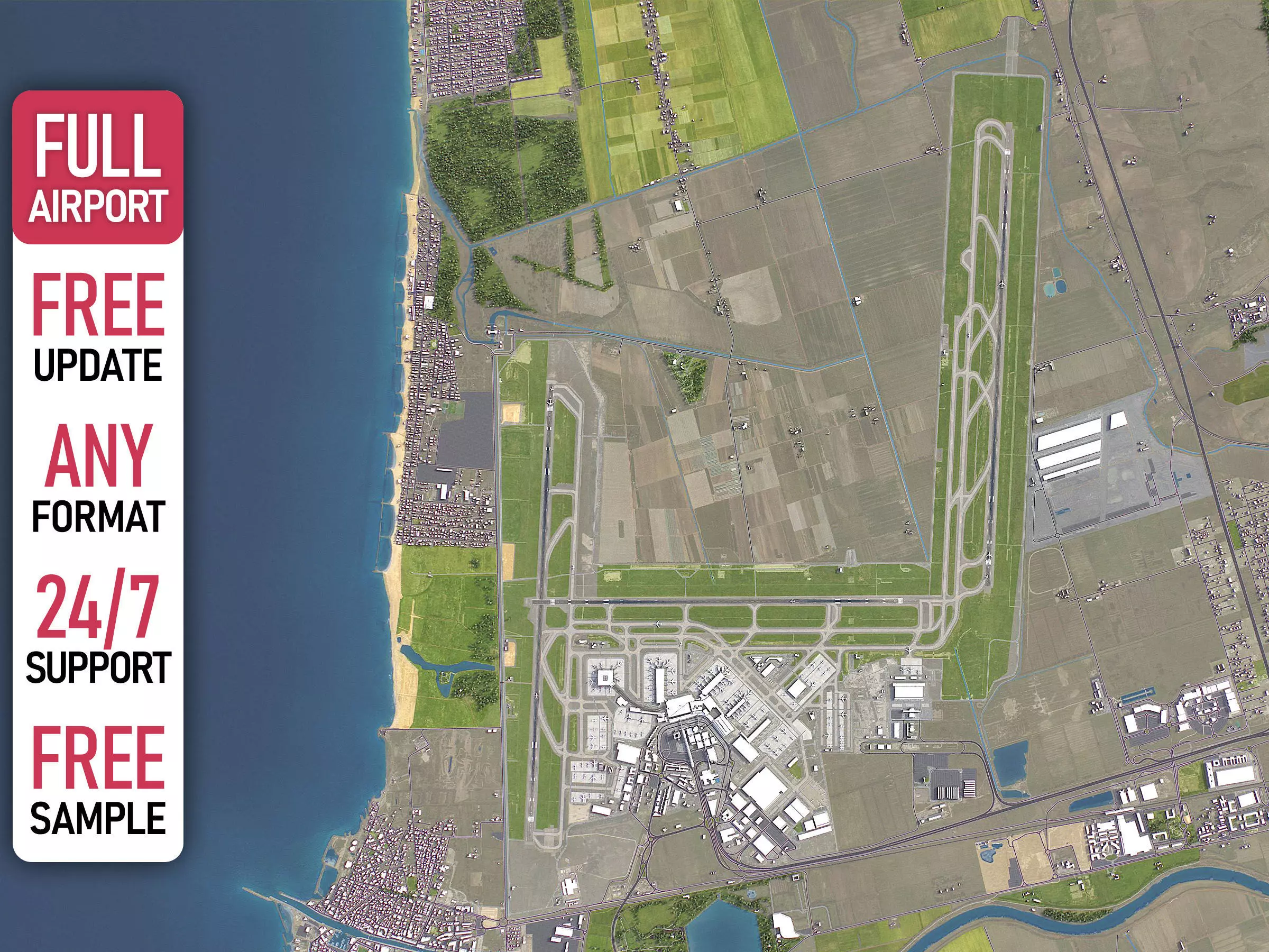 Rome - Fiumicino Airport Low-poly 3D model_0