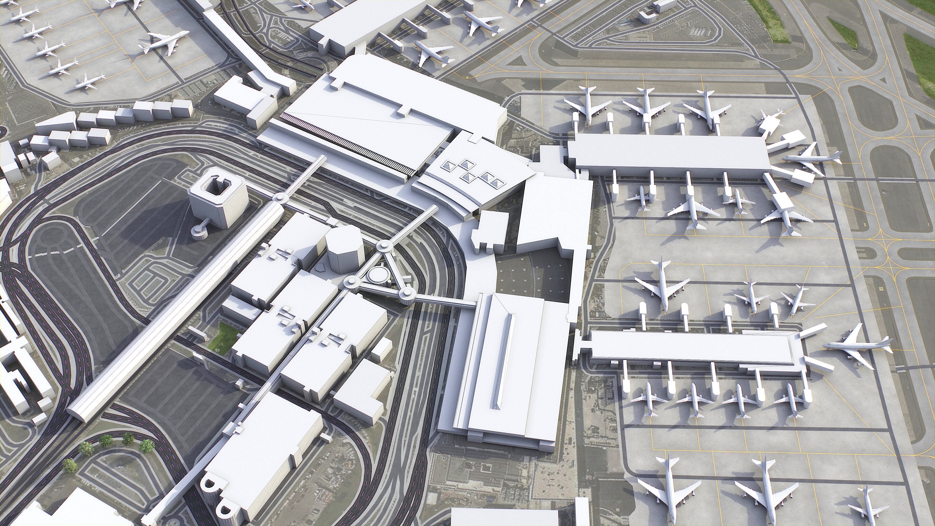 Rome - Fiumicino Airport Low-poly 3D model_4