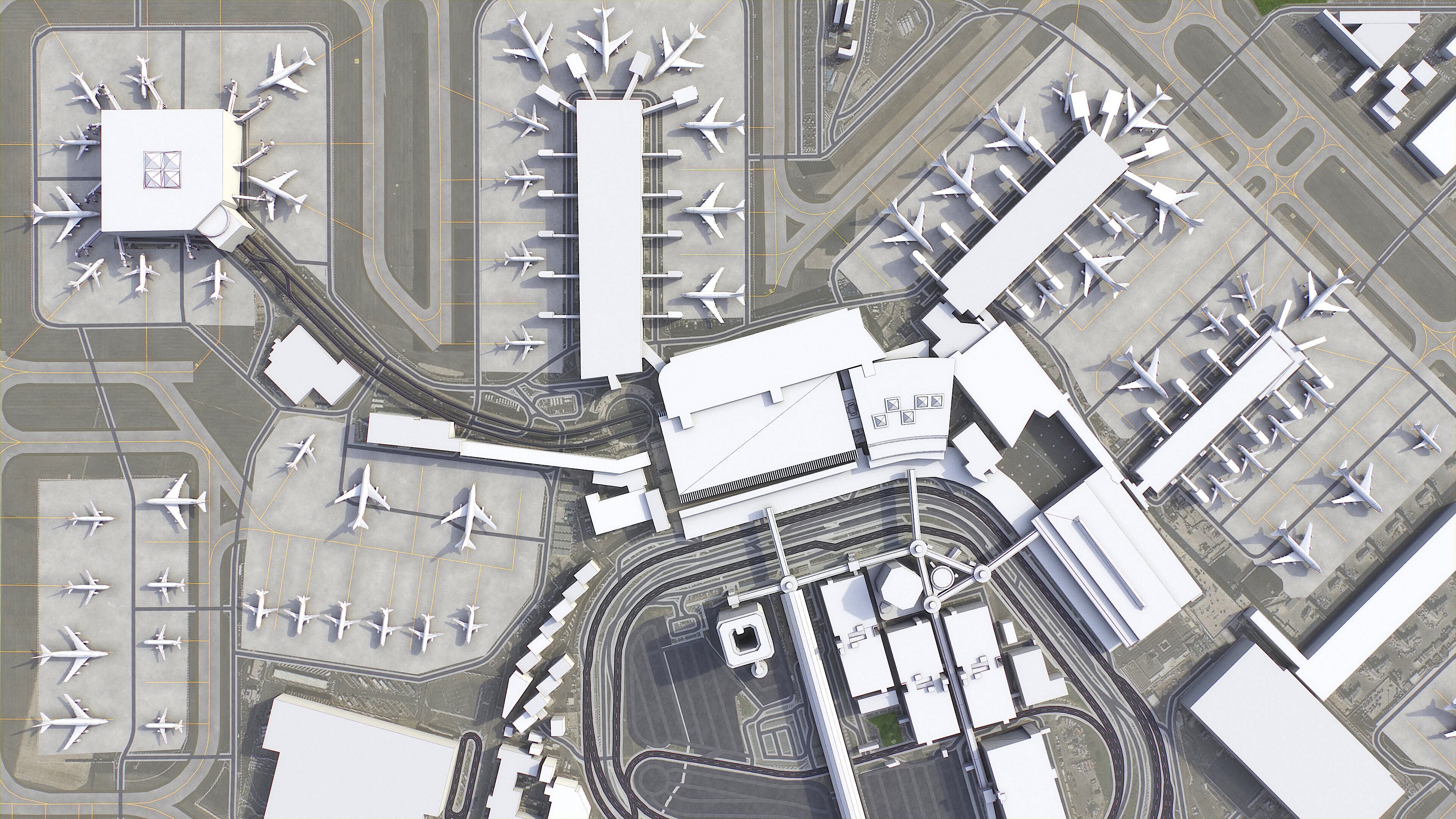 Rome - Fiumicino Airport Low-poly 3D model_9