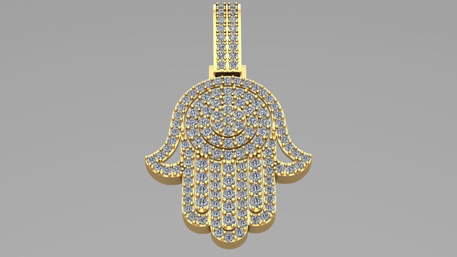 Hamsa Pendant Diamonds stl 3D model_2