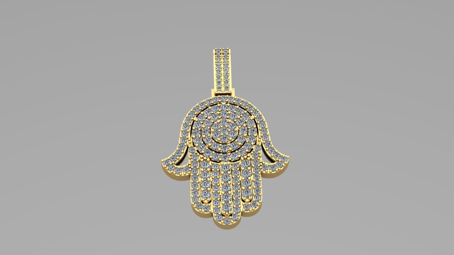 Hamsa Pendant Diamonds stl 3D model_7