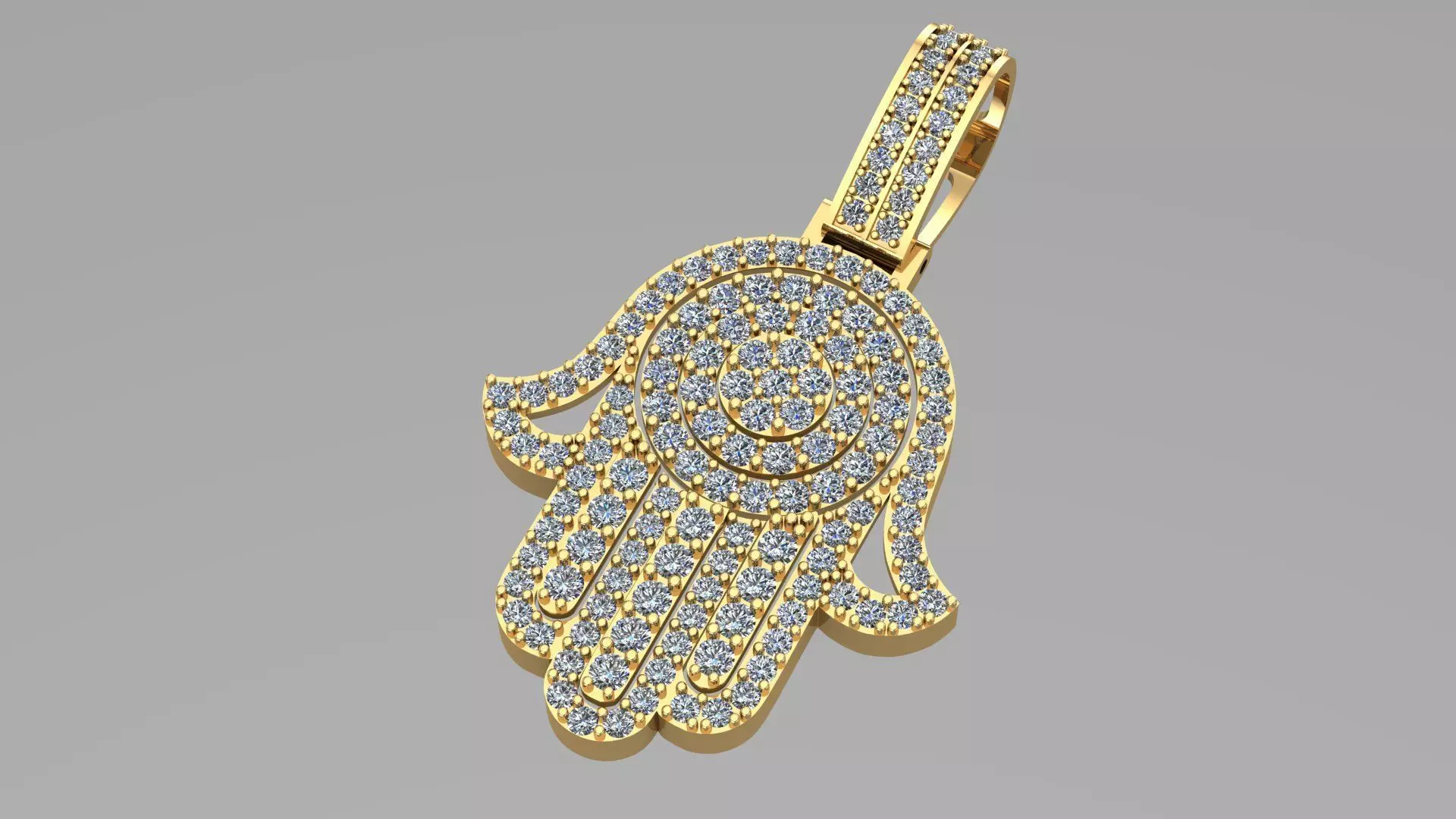 Hamsa Pendant Diamonds stl 3D model_0