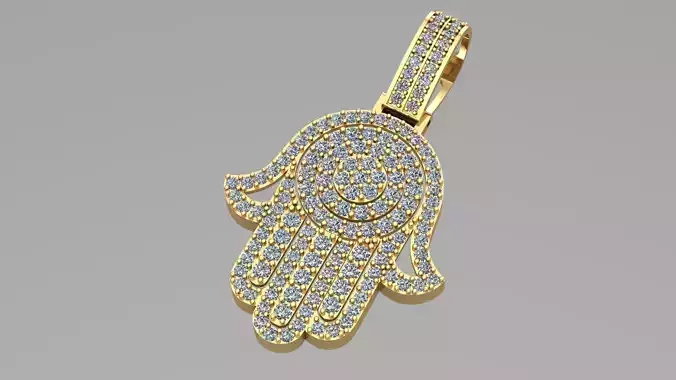 Hamsa Pendant Diamonds stl