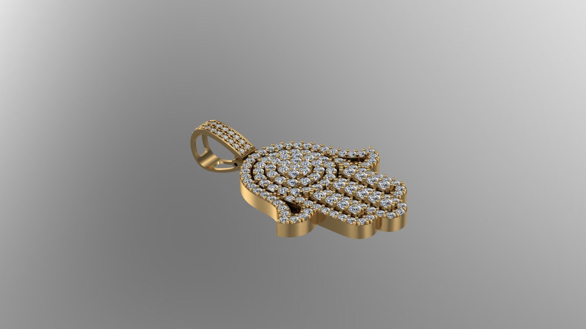 Hamsa Pendant Diamonds stl 3D model_8