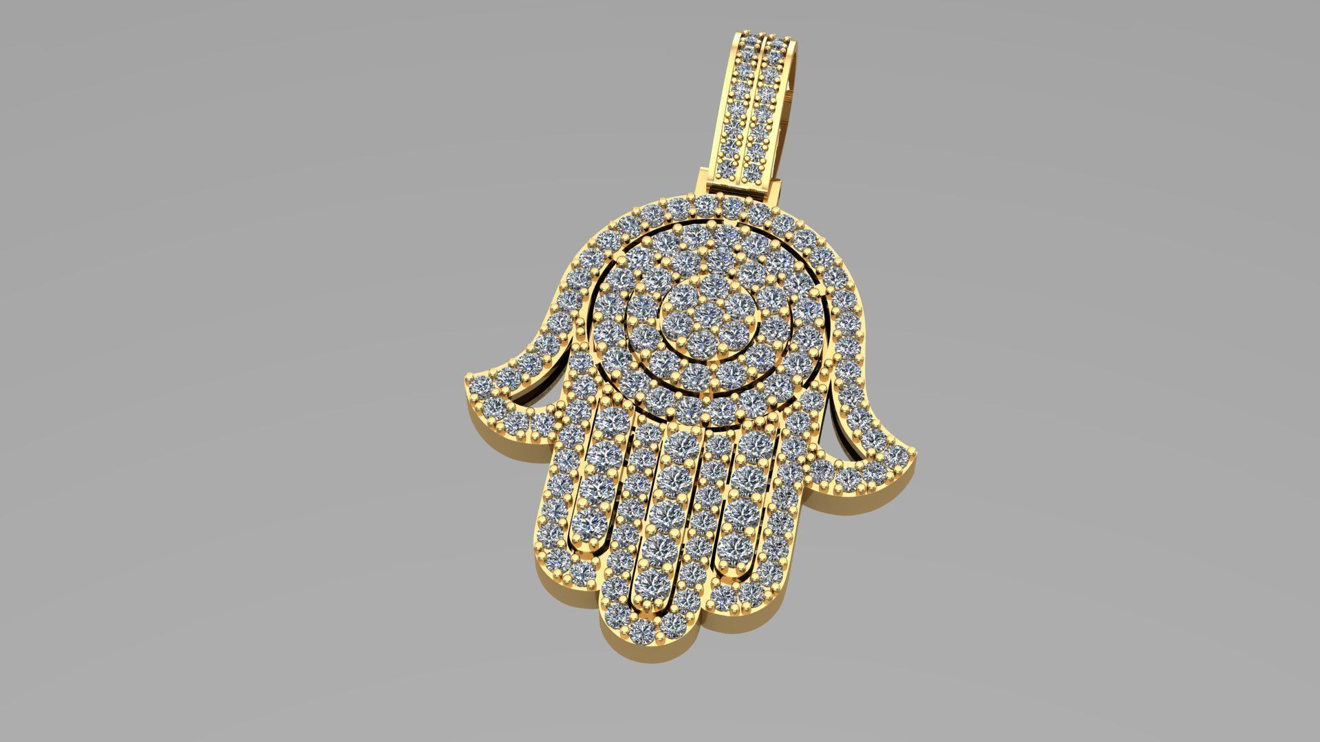 Hamsa Pendant Diamonds stl 3D model_5