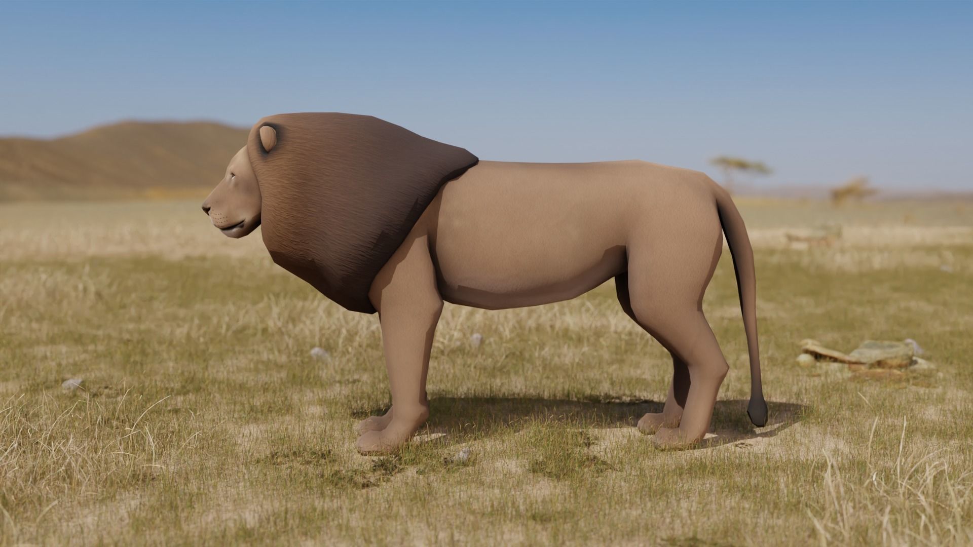 Lion Lioness Low-poly 3D model_4