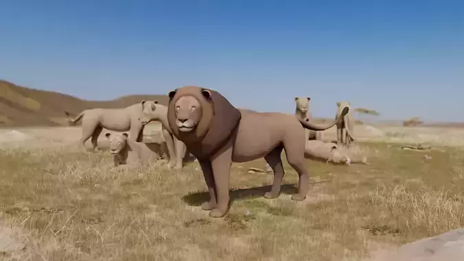 Lion Lioness Low-poly 3D model