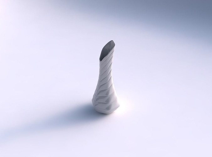 Vase top bent hexagon 2 with smooth horizontal dents 2