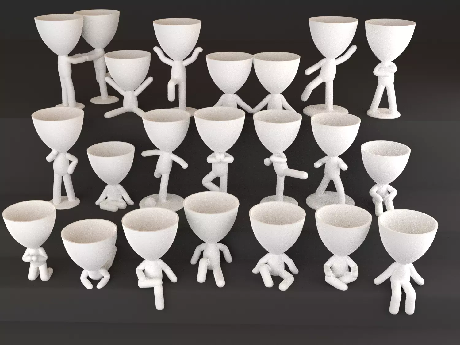 20 Pot plant with little person style 3D printable models 3D print model_0