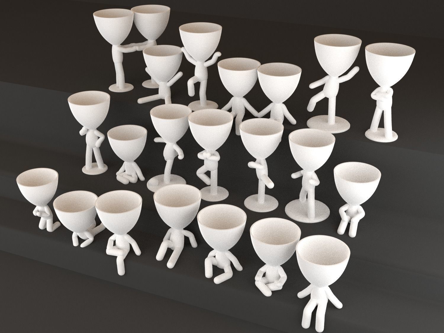 20 Pot plant with little person style 3D printable models 3D print model_2