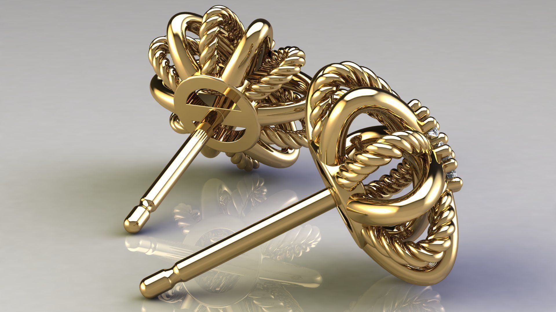 Starburst Earring with Diamonds size 10 mm 3D print model_8