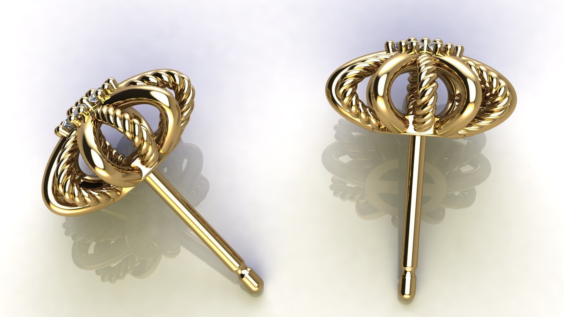 Starburst Earring with Diamonds size 10 mm 3D print model_7