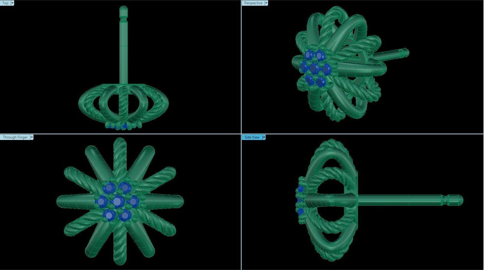 Starburst Earring with Diamonds size 10 mm 3D print model_1