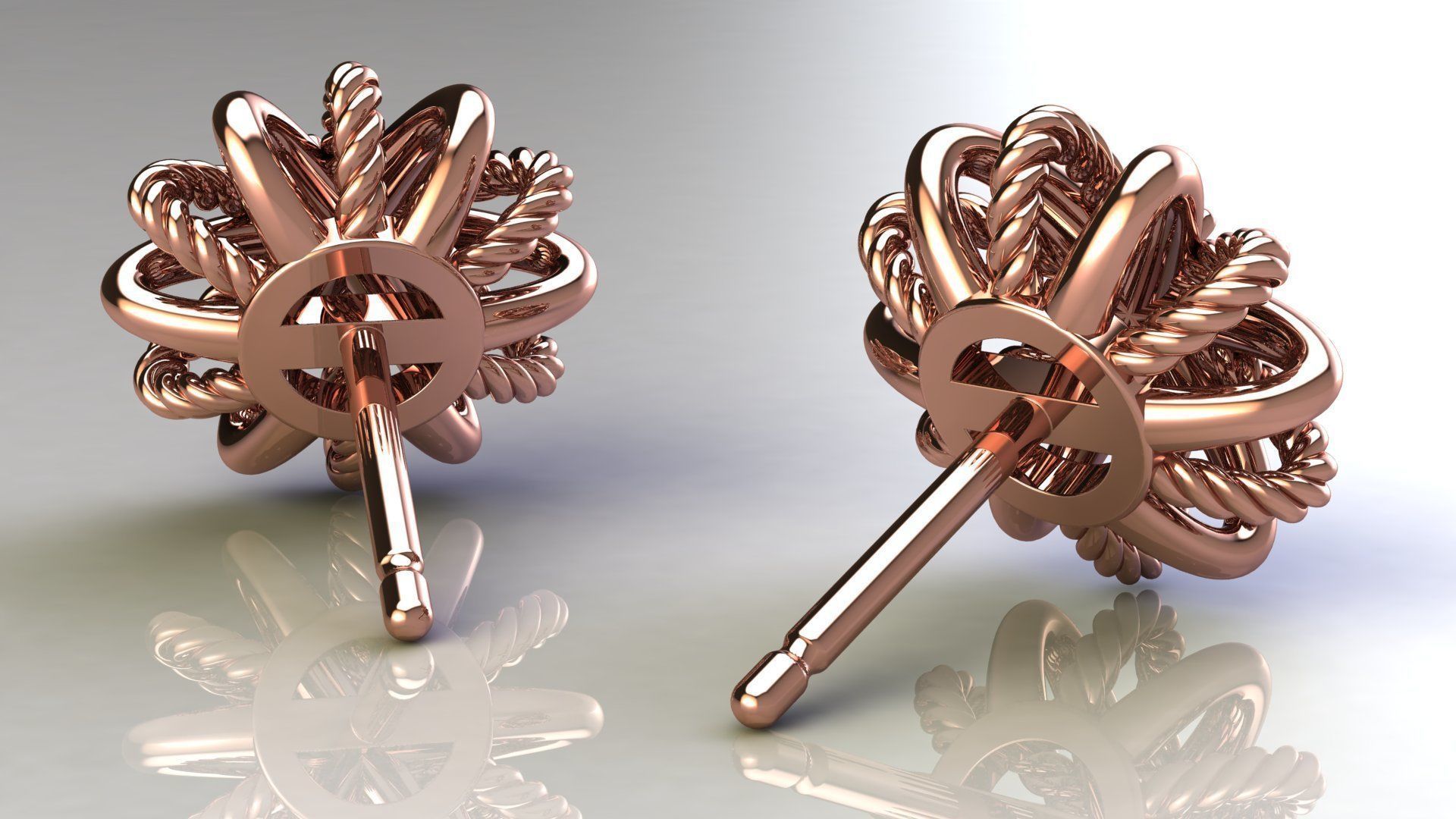 Starburst Earring with Diamonds size 10 mm 3D print model_11