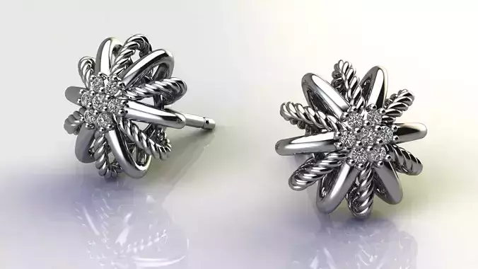 Starburst Earring with Diamonds size 10 mm