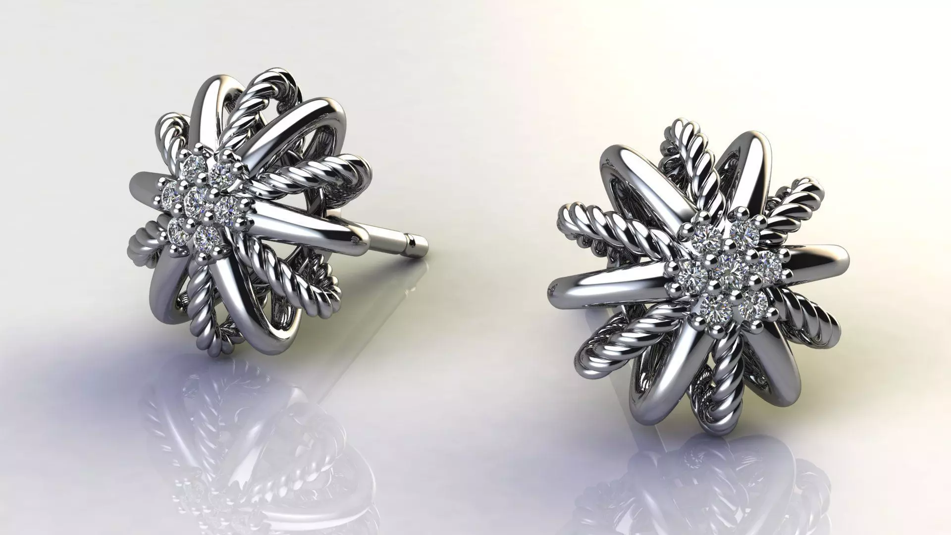 Starburst Earring with Diamonds size 10 mm 3D print model_0